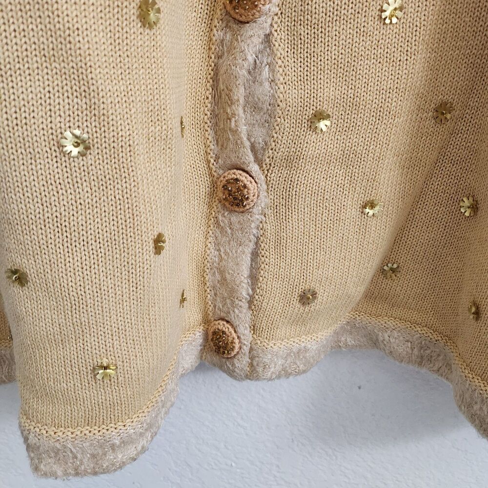 Storybook Knits Cardigan 3X Tan Fair Isle Sweater Sequin Grandmacore NWT Vintage - Picture 7 of 9